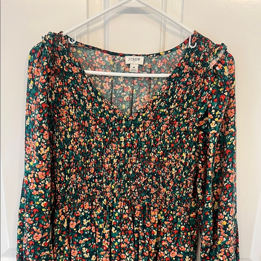 J.Crew Floral Smocked midi Dress